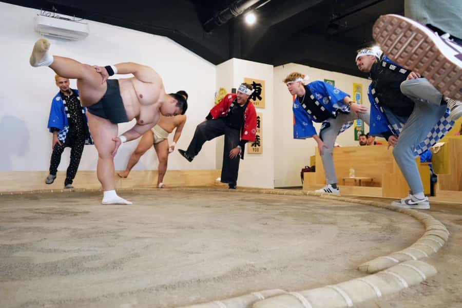 Tokyo Ginza : Sumo and Mikoshi Experience,Open from Sep. - Carrying a mikoshi after the show
