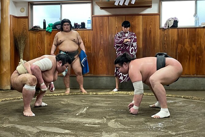 Tokyo Sumo Morning Training/ Sumo Practice with Wrestlers - The photo and wrestler interaction afterward